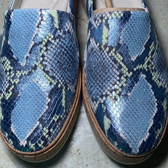 Franco Sarto Womens Snake Print Slip-On Platform Loafers Size 8.5 With Cork Sole - Picture 10 of 11